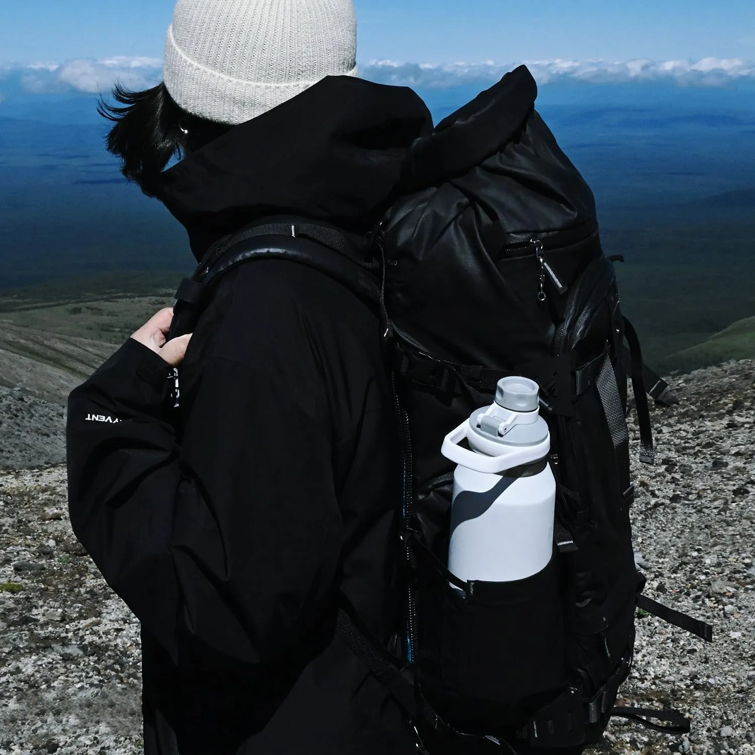 40 oz Insulated Water Bottle, Sports Stainless Steel Water Bottle with Handle Lid Outdoor Wide Mouth Metal Flask (White)