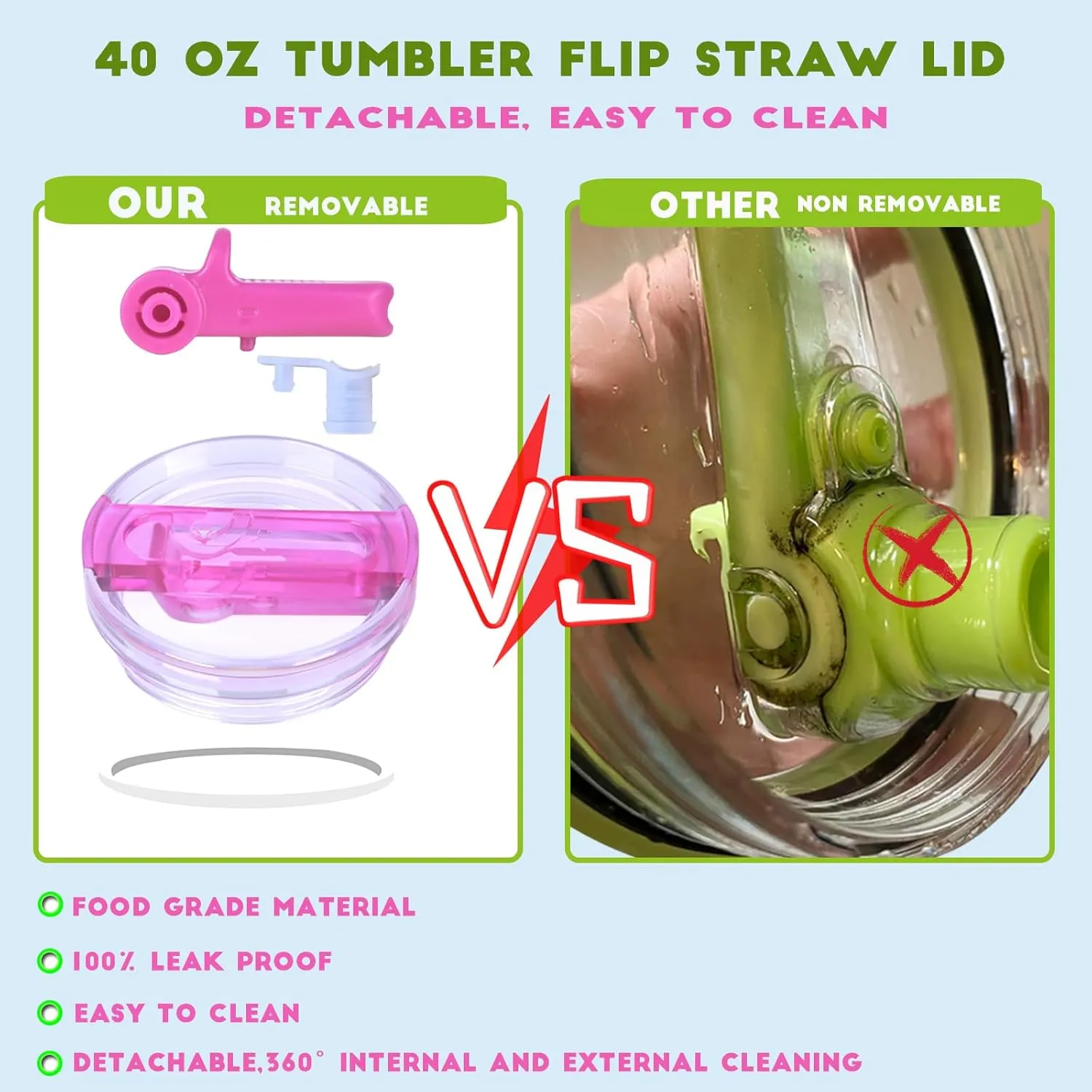 40 oz Tumbler with Handle Quenchers ProTour Detachable Flip Straw Lid Tumbler,Vacuum Insulated Tumblers with Top Leak Proof Lids and Flip Straw,Reusable Insulated Cup (A-Black White Check, 40 oz)