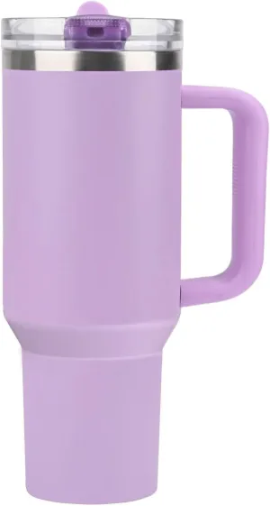 40 oz Tumbler with Handle Quenchers ProTour Detachable Flip Straw Lid Tumbler,Vacuum Insulated Tumblers with Top Leak Proof Lids and Flip Straw,Reusable Insulated Cup (Purple, 40 oz)