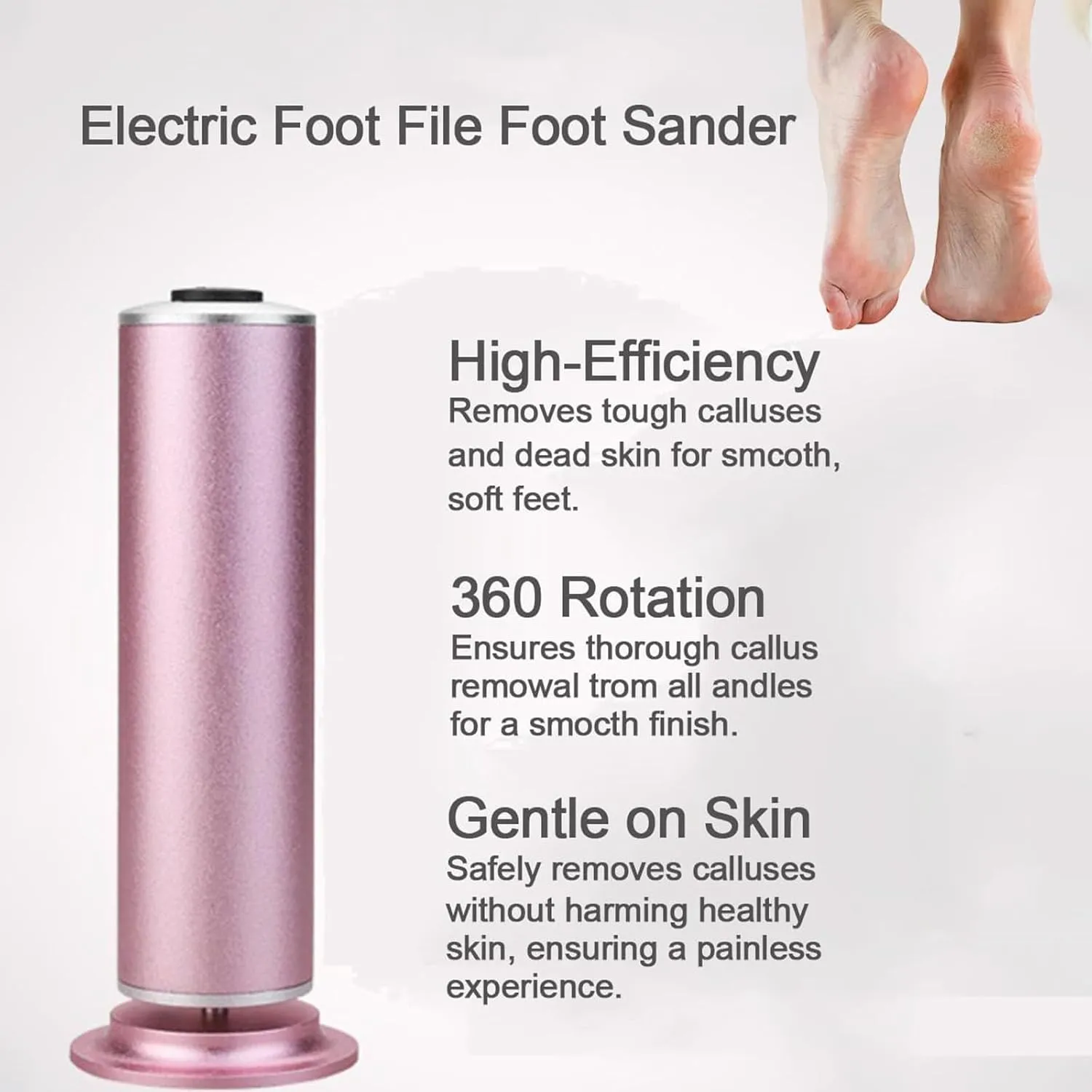 4.8IN Callus Remover for Feet with 60 PCS Sandpaper Discs, Electric Foot Callus Remover, Electric Callus Remover for Feet, Stepless Speed Control Pedicure Tools for Dead Skin (Gold)