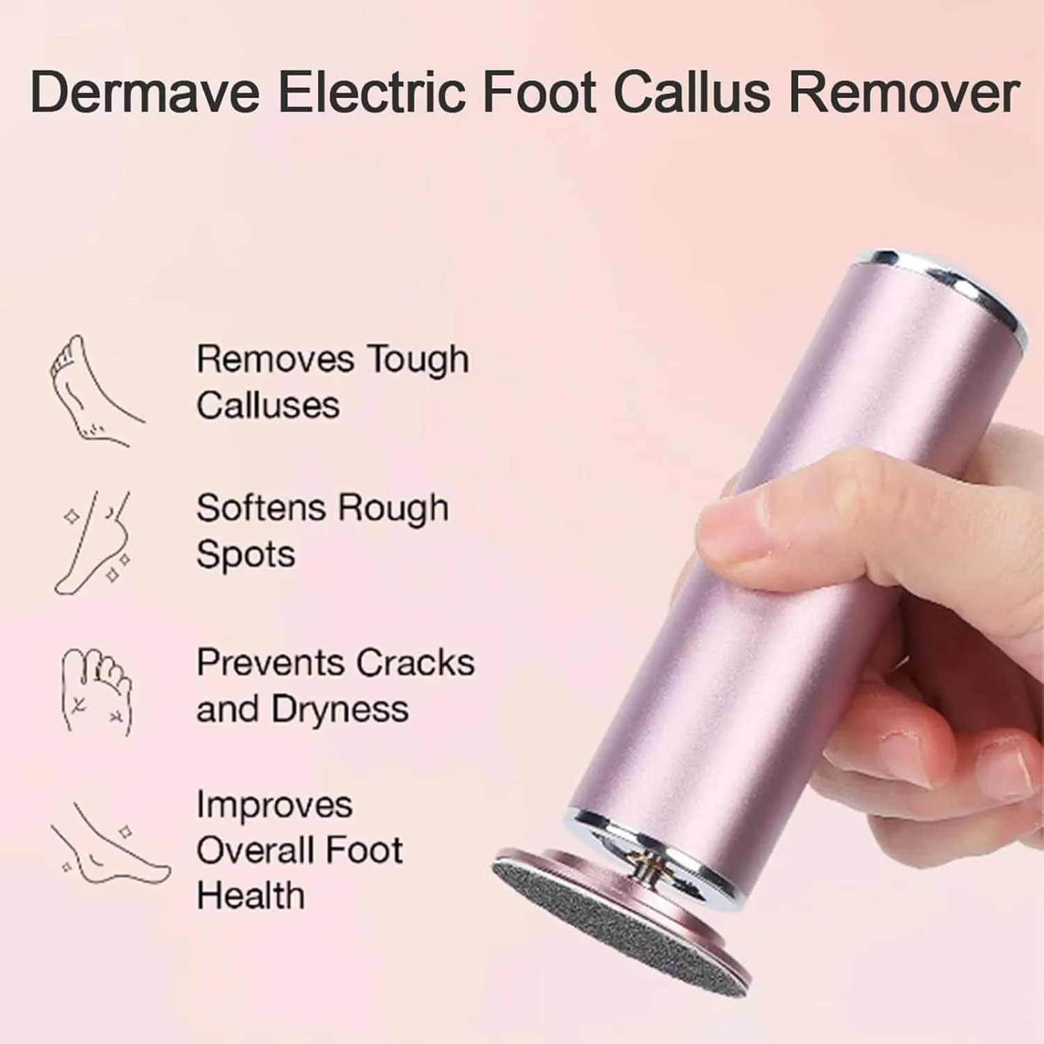 4.8IN Callus Remover for Feet with 60 PCS Sandpaper Discs, Electric Foot Callus Remover, Electric Callus Remover for Feet, Stepless Speed Control Pedicure Tools for Dead Skin (Gold)