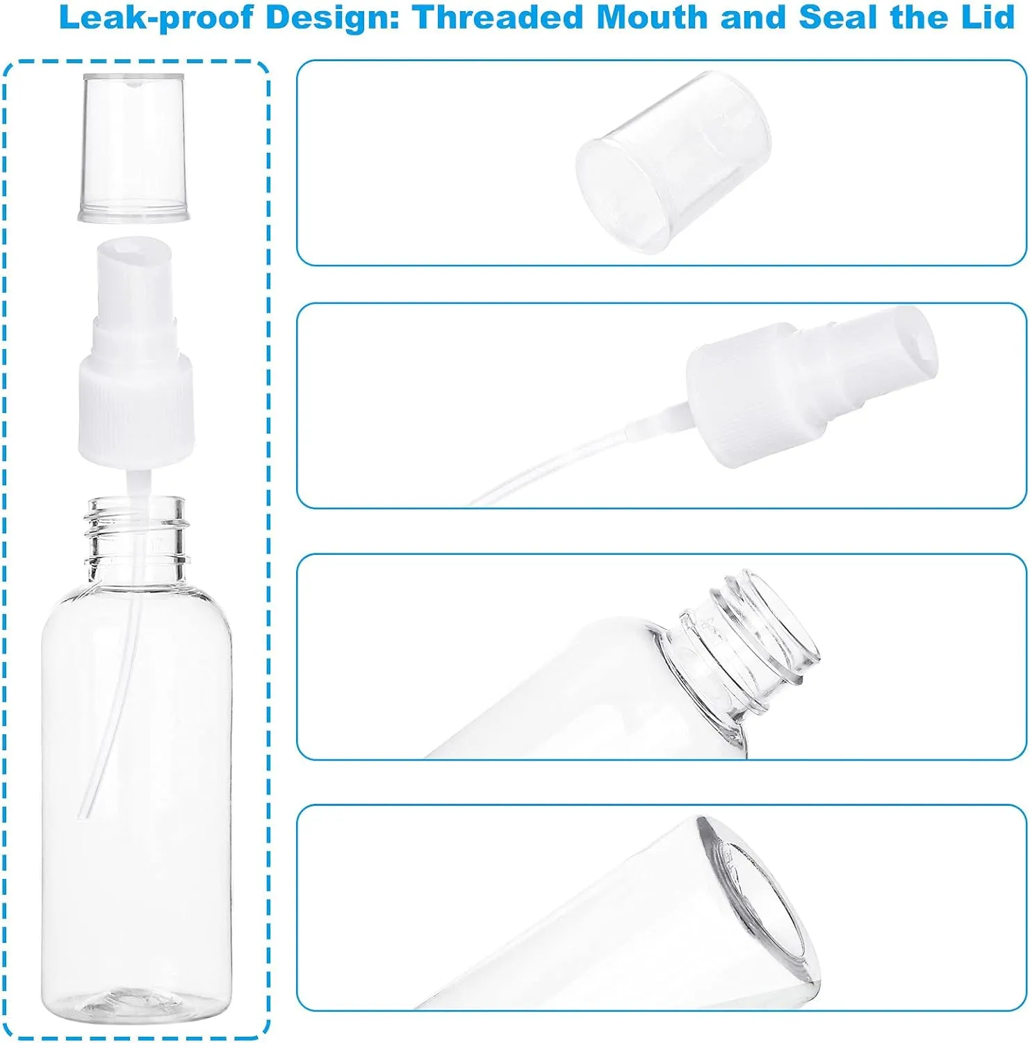 50PCS 2 Oz Spray Bottle Mini Mist Sprayer Clear Fine Small Spray Bottle Empty Travel Spray Bottles Reusable Liquid Containers Water Spray Bottle for Perfume, Plant(60ml)