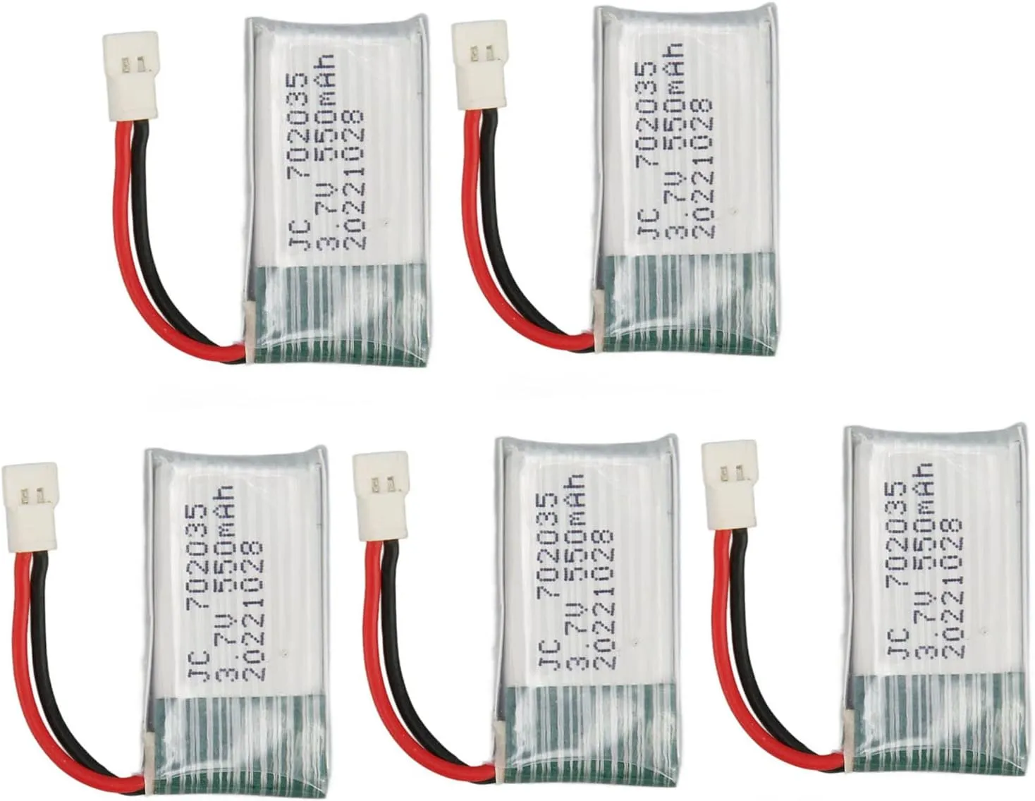 5Pcs 3.7V 550mAh RC UAV Battery, Remote Control Drone UAV Battery, Li Battery Accessories for Hubsan X4 H107 H107L H107D MJXRC F47 DFD F180 RC Drone