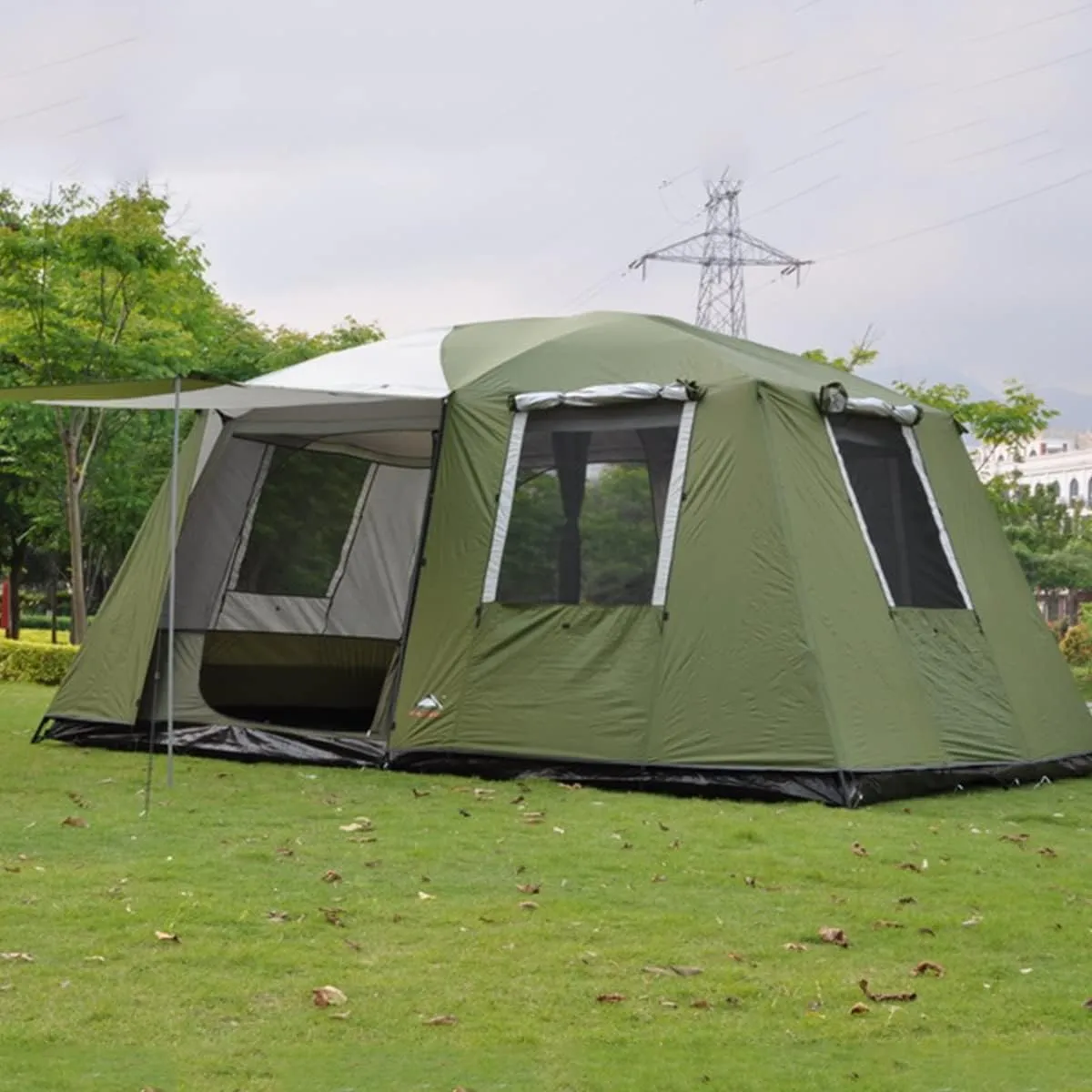 6-10 Person Family Tents for Camping Outdoor Gazebos,Festival Essential Sun Shelter,2 Bedroom Large Tents with Hall，Waterproof-460 X 305 X 210cm