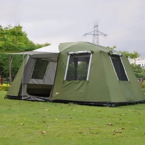 6-10 Person Family Tents for Camping Outdoor Gazebos,Festival Essential Sun Shelter,2 Bedroom Large Tents with Hall，Waterproof-460 X 305 X 210cm