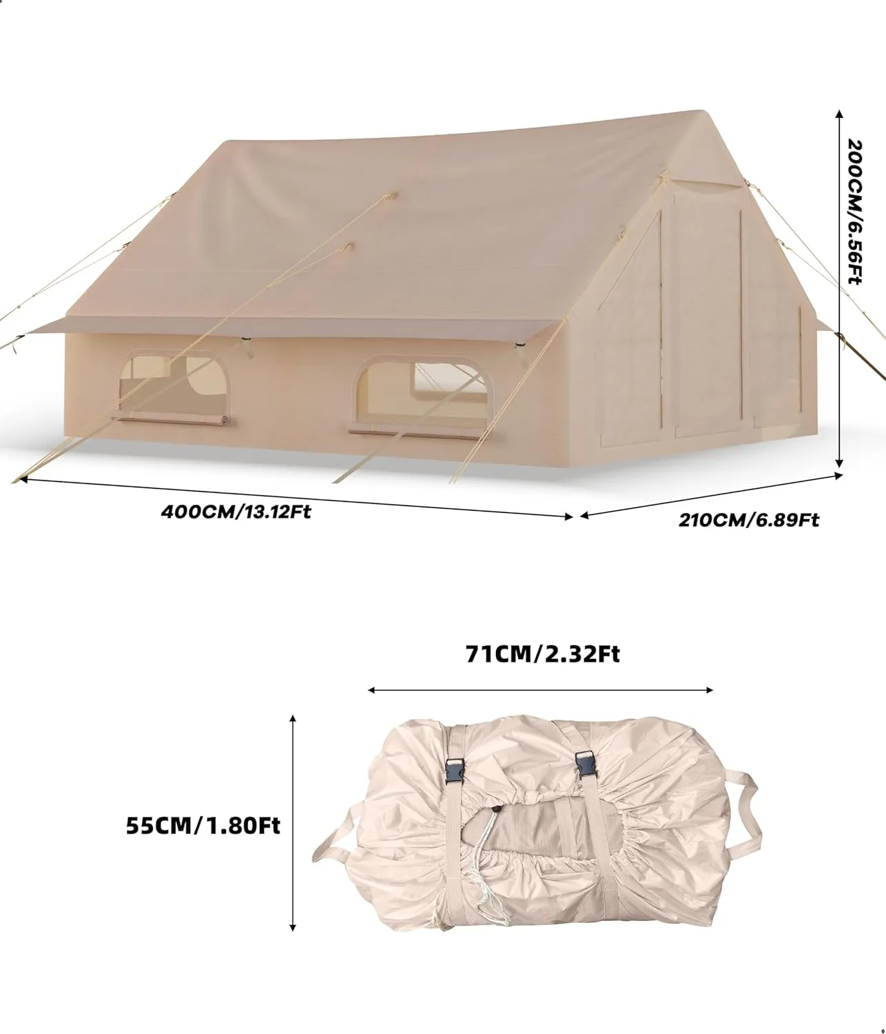 6-8 Person Inflatable Camping Tent, Large Inflatable Tent House with Air Pump, Quick Assembly Luxury Camping Tent, Waterproof Oxford Fabric Suitable for All Seasons.