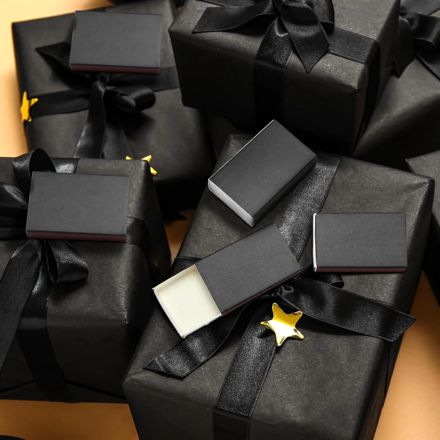 60 Pcs Blank Matches Containers DIY No Match Holder Blank Match Storage Boxes for Guests Wedding Bridal Shower Baby Shower Halloween Party Favor(Black,2.24 x 1.42 x 0.59 Inches)