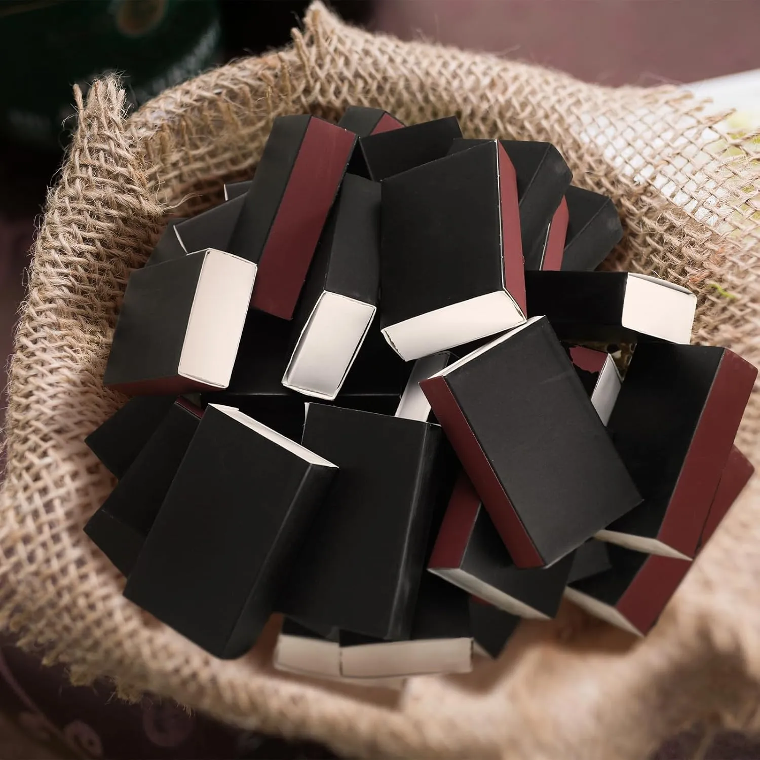 60 Pcs Blank Matches Containers DIY No Match Holder Blank Match Storage Boxes for Guests Wedding Bridal Shower Baby Shower Halloween Party Favor(Black,2.24 x 1.42 x 0.59 Inches)