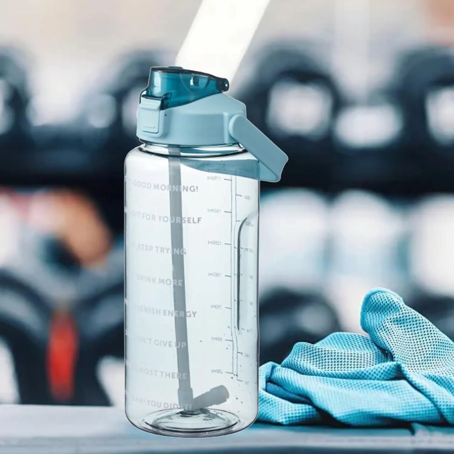 64 Ozwater Bottle with Motivational Time Markers and Handle,Leak Proof BPA-Free Plastic Water Bottles with Straw,Half Gallon Water Jug,Big Water Bottle for Gym Fitness Sports Outdoor Workout