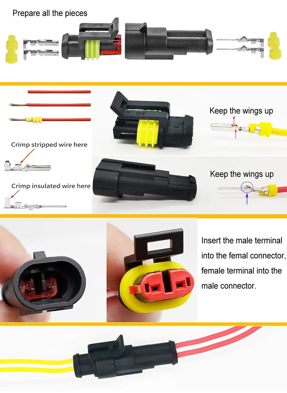 708Pcs Waterproof Automotive Electrical Connector Terminals Wire Connector Plug Kit 1/2/3/4/5/6 Pin (43Sets)