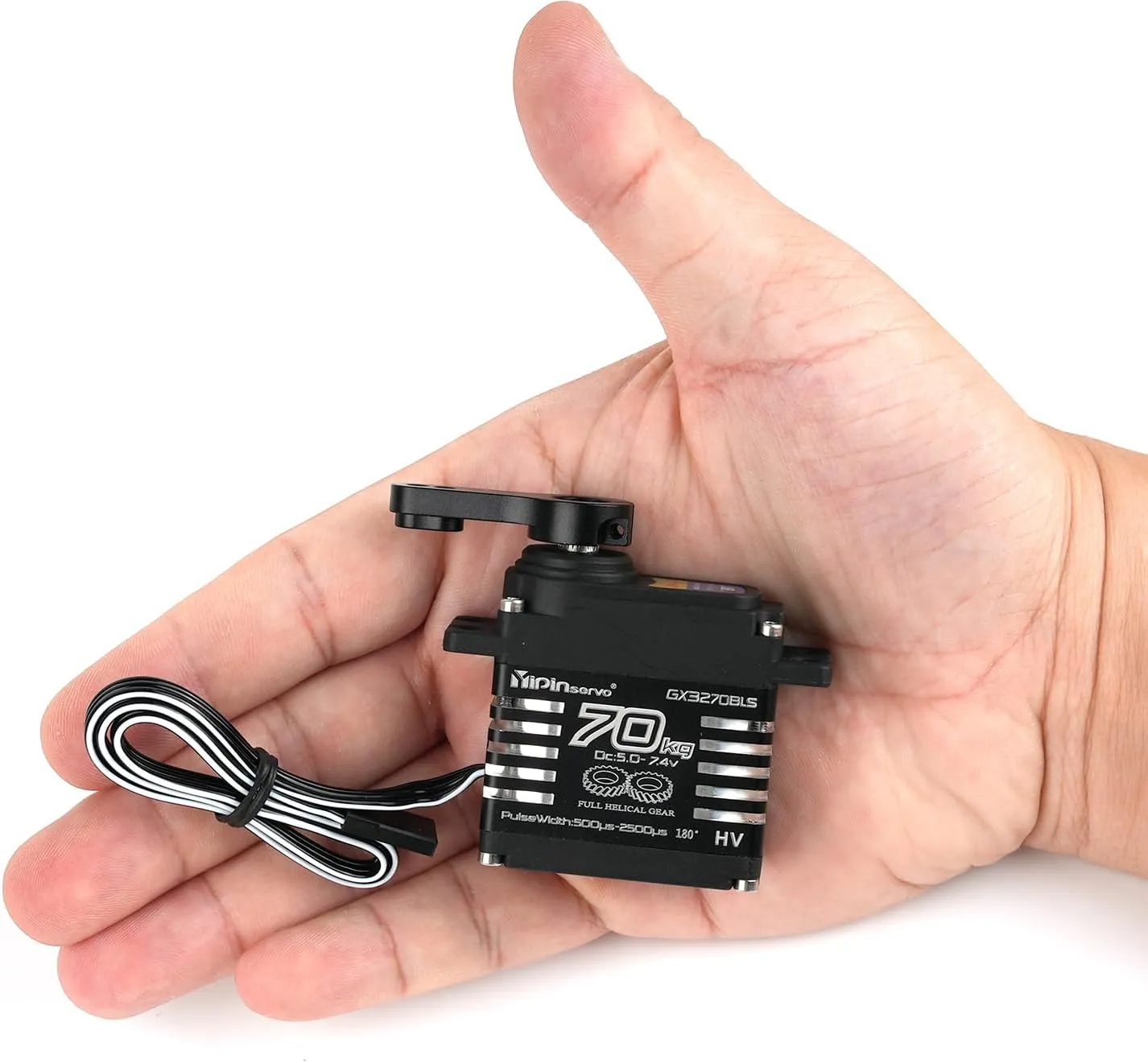 70KG High Torque,GX3270BLS Digital RC Servo, 180/270/360 Degree Metal Gear, IP68 Brushless Motor, Black (180 Degree)