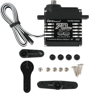 70KG High Torque,GX3270BLS Digital RC Servo, 180/270/360 Degree Metal Gear, IP68 Brushless Motor, Black (180 Degree)