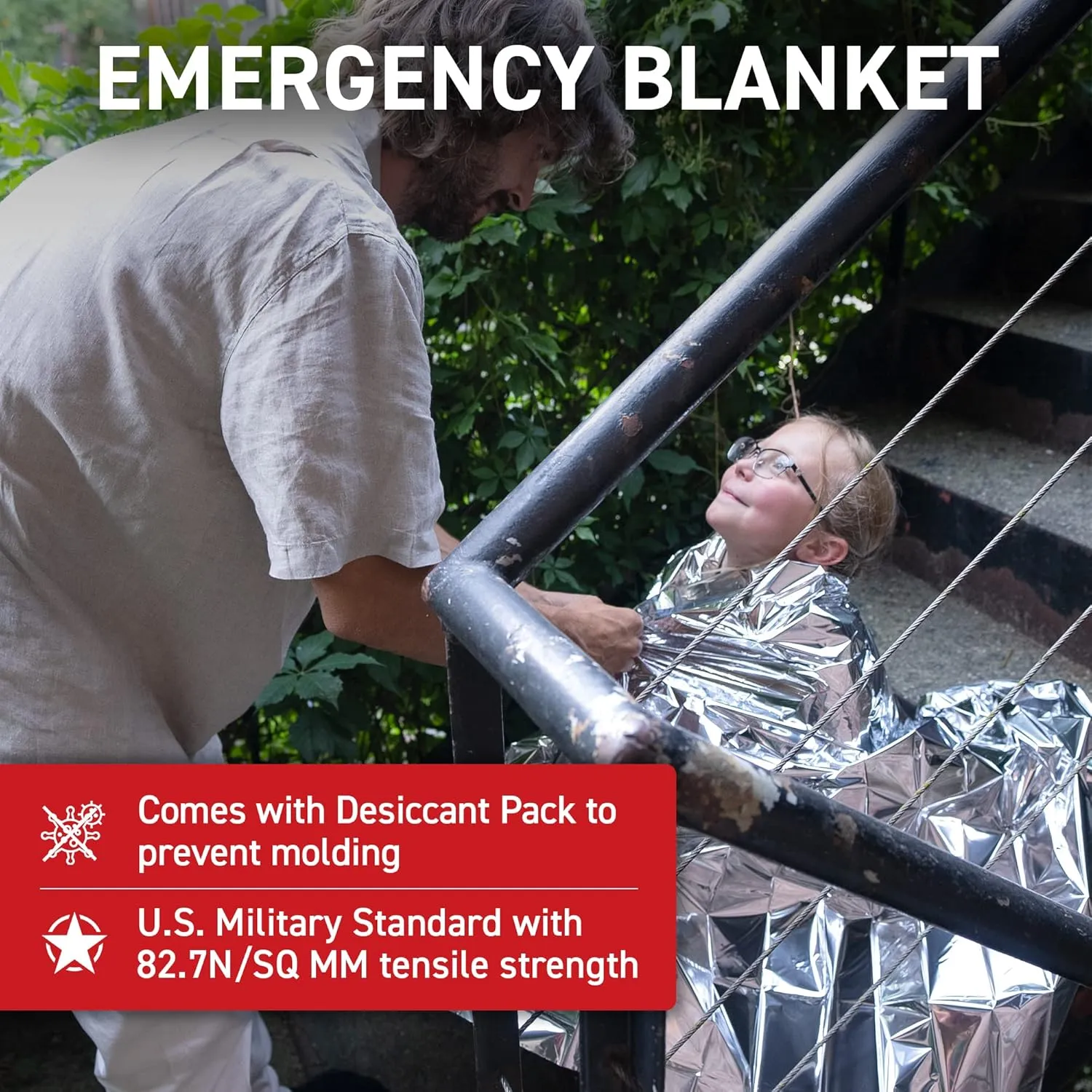 72 HRS Essential Emergency Survival Kit - Heavy Duty 72 Hour Bug Out Bag Survival Kit for Earthquake, Hurricane, Tsunami, Winter, Blackout - Include Emergency First Aid Kit, Water, Food (Red 1 Person)