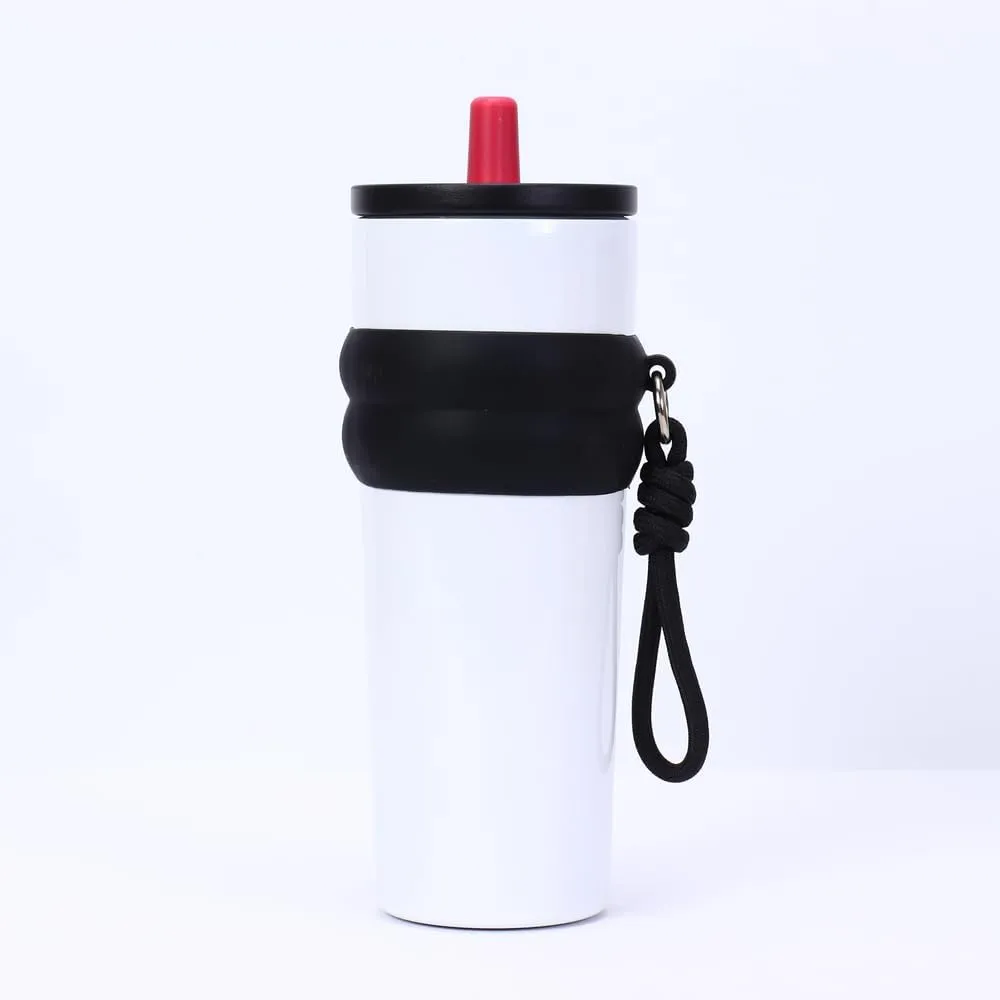 800ml Large Capacity 304 Stainless Steel Insulated Water Bottle, Portable Outdoor Straw Cup, Non-Slip, Leak-Proof, Car Cup (Blue&Pink)