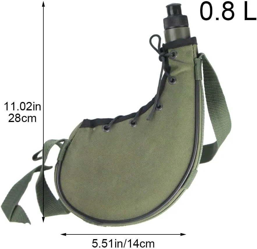 800ml Outdoor Military Canteen Water Bottle with Belt and Cover Camo Water Bottle Pouch Bag for Camping Hiking