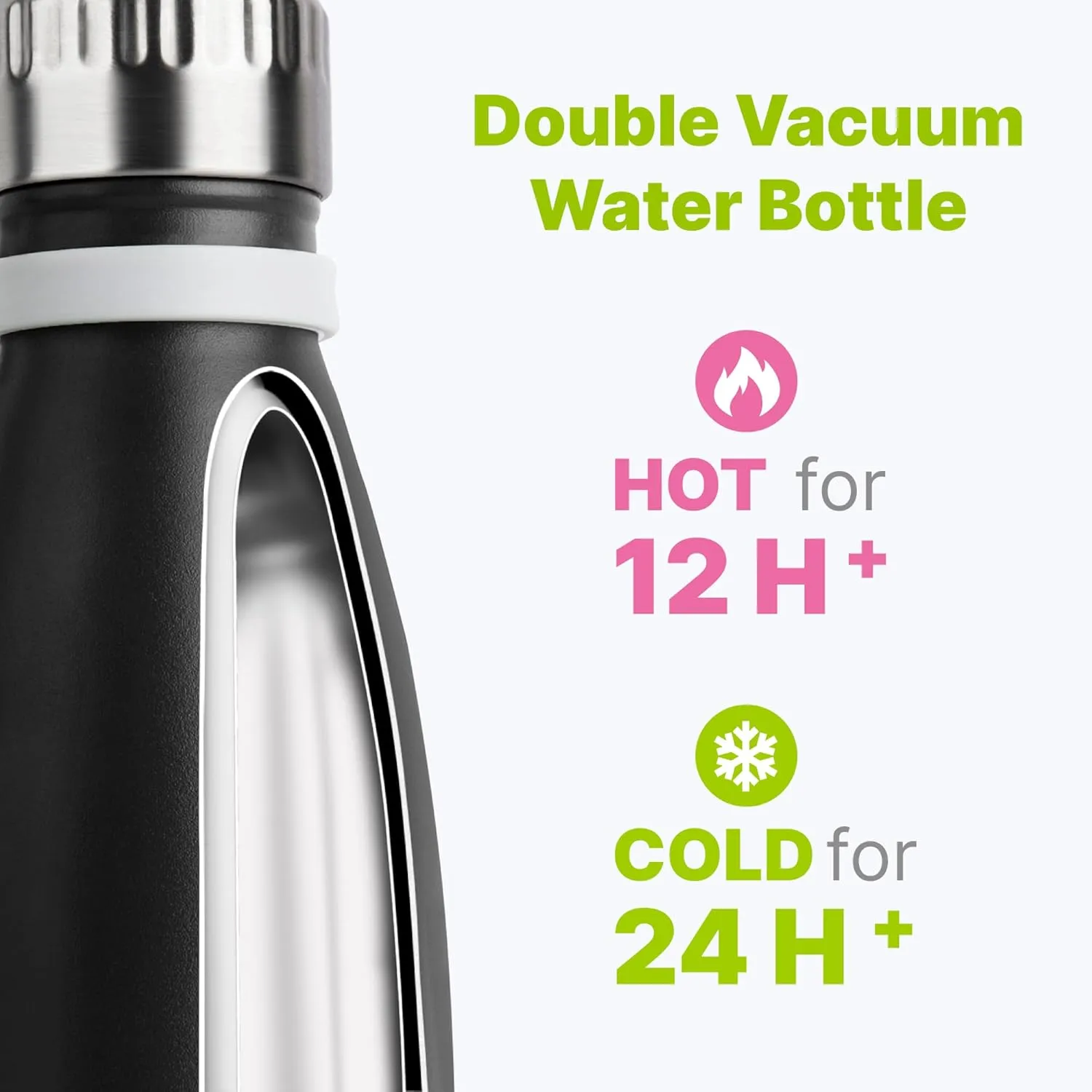9 oz Water Bottle Stainless Steel Double Wall Vacuum Insulated Sports Water Bottle for Kids, Small Mini Cola Shape Water Bottle Leak Proof (Black-Silver)