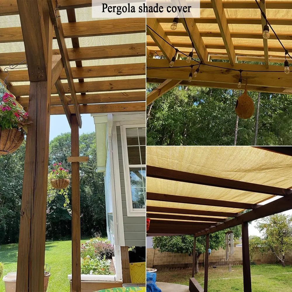 90% Shade Cloth for Patio, 10X15 FT Pergola Shade Cover, Breathable Sun Shade Fabric for Beach, Deck, Porch, Gazebo, Carport, Outdoor Sunshade Screen for Garden, Balcony, Pool.