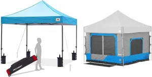 ABCCANOPY 10x10 Canopy Tent Bundle with E-Z UP 6.4 Camping Cube Tent Add-On Converter for 10' Straight Leg Canopy