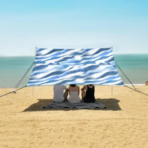 Abstract Colorful Tie Dye Beach Canopy Tent Anti-UV & Wind Resistant, Zebra Tiger Stripes Camping Sun Shelter Easy Setup Portable,Outdoor Shade Tents with Sandbags,Sand Shovels,Ground Pegs & Sta