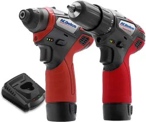ACDelco ARI12105-K5 G12 Series 12V Cordless Li-ion 3/8” 2-Speed Drill Driver & ¼” Impact Driver Combo Tool Kit with 2 Batteries