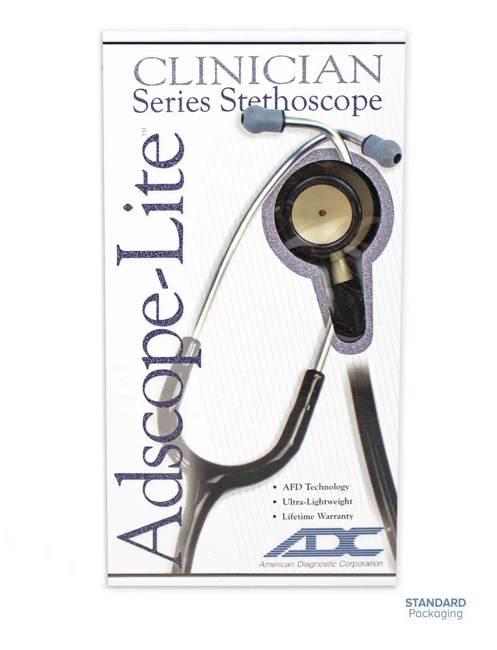 ADC - 619SM Adscope Lite 619 Ultra Lightweight Clinician Stethoscope with Tunable AFD Technology, Smoke Finish with Metallic Gray Tubing