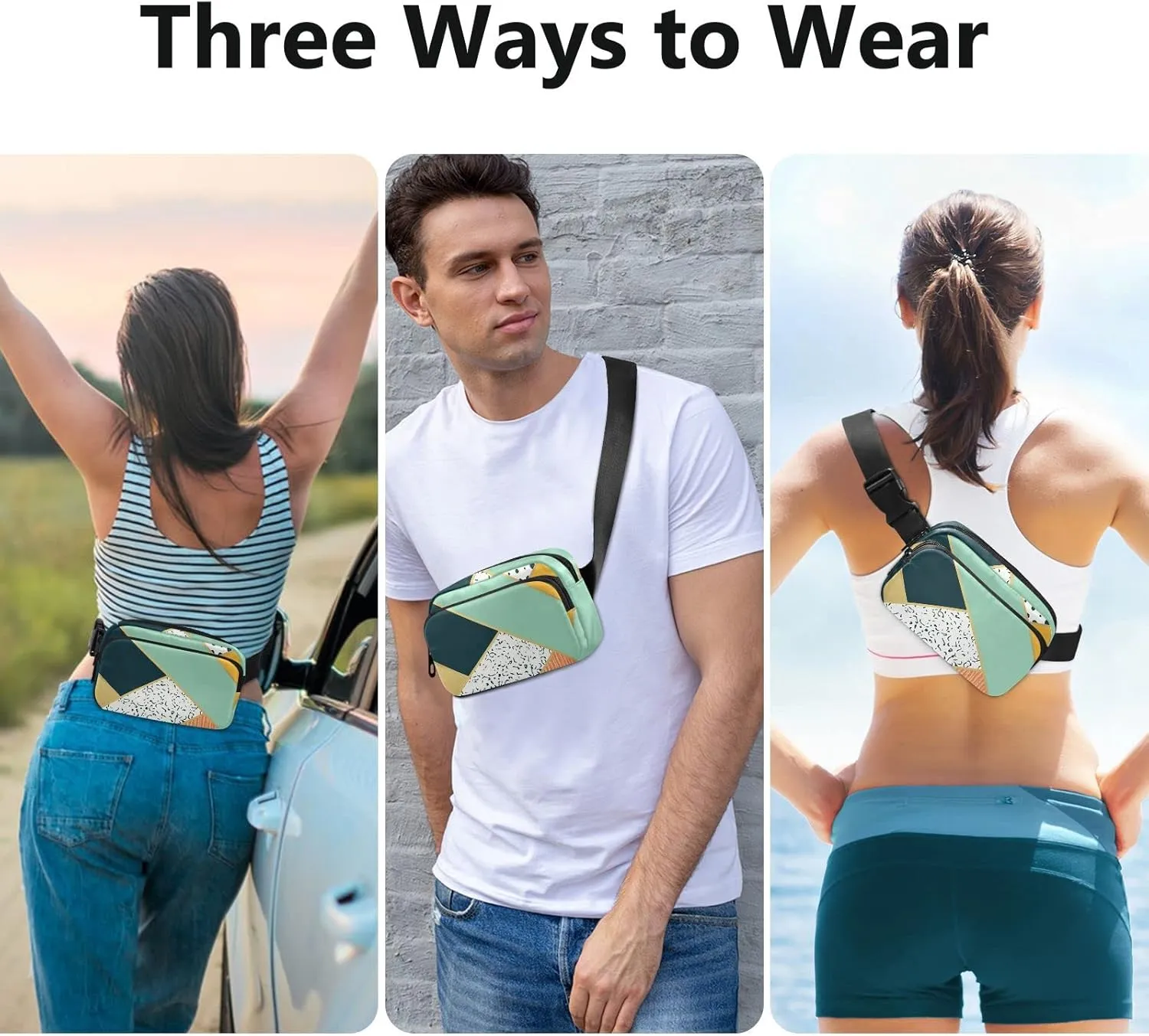 Adjustable Belt Running Bag, Fanny Pack Waist Runners Bag Tote for Women Men Sports Hiking Fitness Exercise Gym Pouch