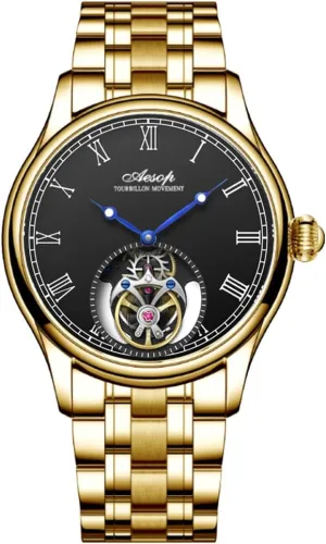 Aesop 7061 Watch for Business Men Waterproof Mechanical Watches Flying Tourbillon Male Skeleton Man Brand Luxury Clocks 2023 New