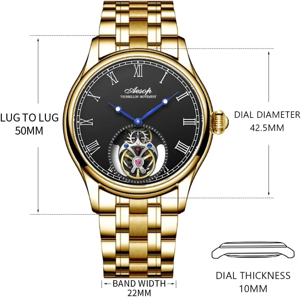 Aesop 7061 Watch for Business Men Waterproof Mechanical Watches Flying Tourbillon Male Skeleton Man Brand Luxury Clocks 2023 New
