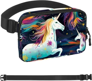 Aesthetic Rainbow Unicorn-26 Belt Bag for Men and Women Fanny Pack,Belt Bag with Adjustable Strap,Fashion Crossbody Everywhere Belt Bag for Travel Outdoors Running Hiking