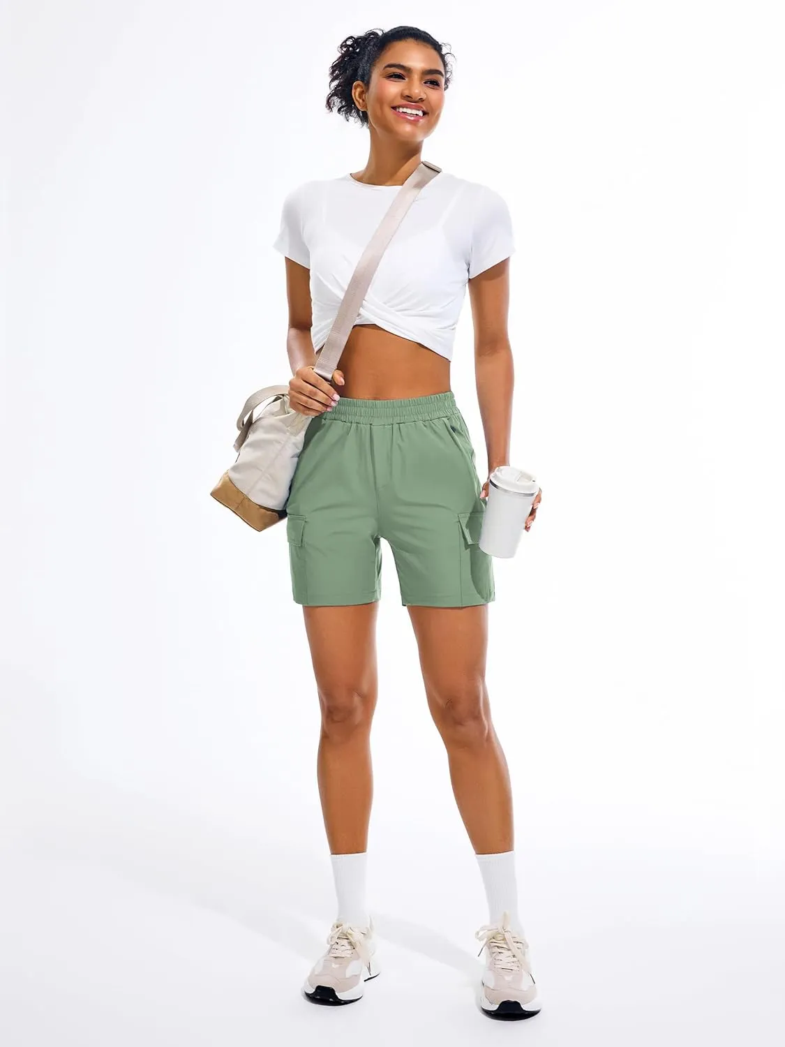 AFITNE Women's 5"/ 7" Hiking Cargo Shorts Quick Dry Lightweight Summer Athletic Running Shorts with Pockets UPF 50 