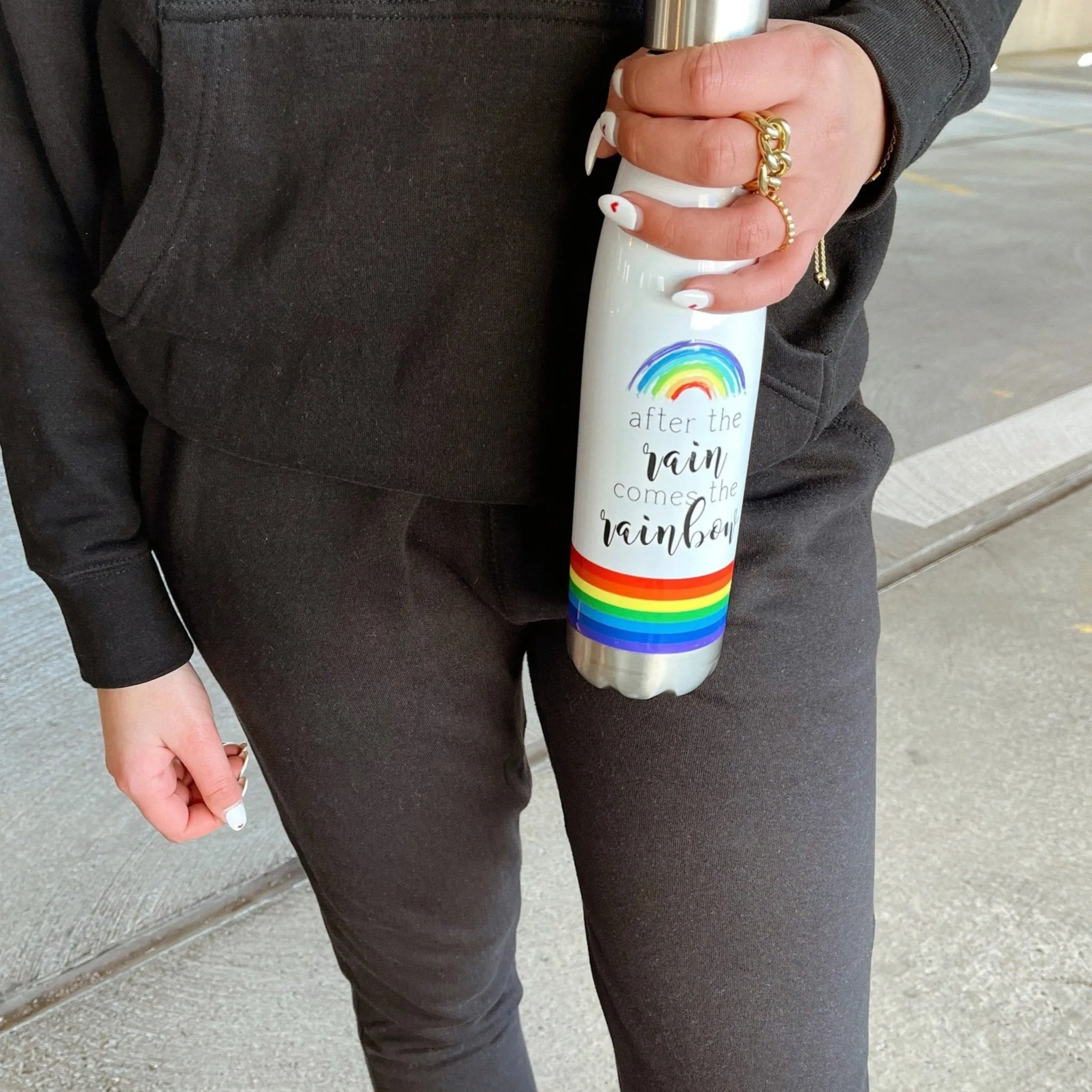 After the Rain Comes the Rainbow Stainless Steel Water Bottle