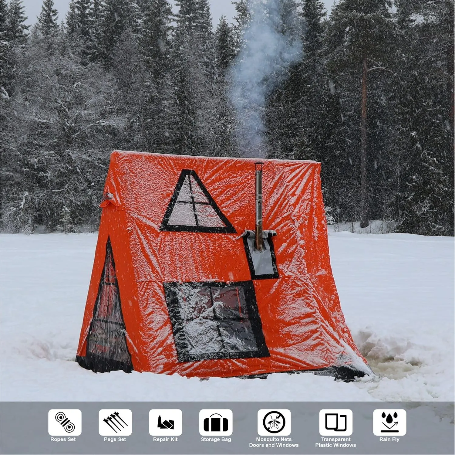 AIR BUSHCRAFT Premium Inflatable Tent for 4 Seasons – Luxurious Waterproof Camping Tent with Panoramic Windows & UV Protection