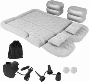 Air Mattress, Car Air Mattress Vehicle Inflatable Thickened Travel Bed Sleeping Pad Camping Accessory, for Back Seat of a Car, Home, Outdoors (Gray)