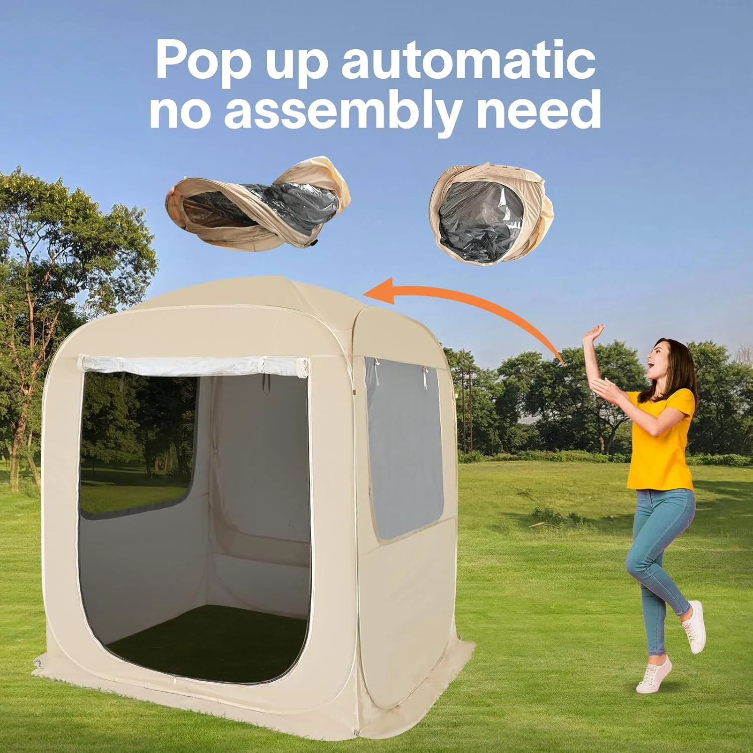 Alvantor Screen House Gazebo, 6-10-15 Person Pop Up Igloo Screened Canopy Tent with Mosquito Netting Sides, Instant UV Resistant Sun Shelter for Garden, Patio, Backyard
