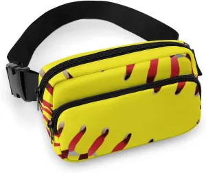 American Red Line Yellow Softball Convenient And Efficient Fully Printed Waist Bag