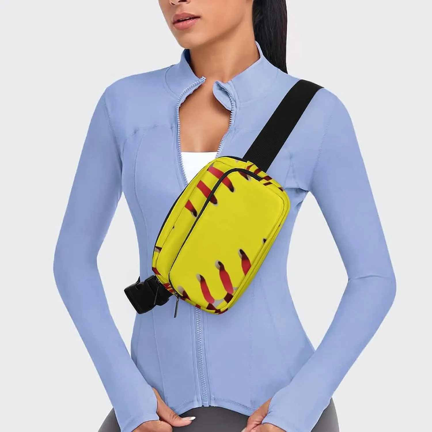 American Red Line Yellow Softball Convenient And Efficient Fully Printed Waist Bag