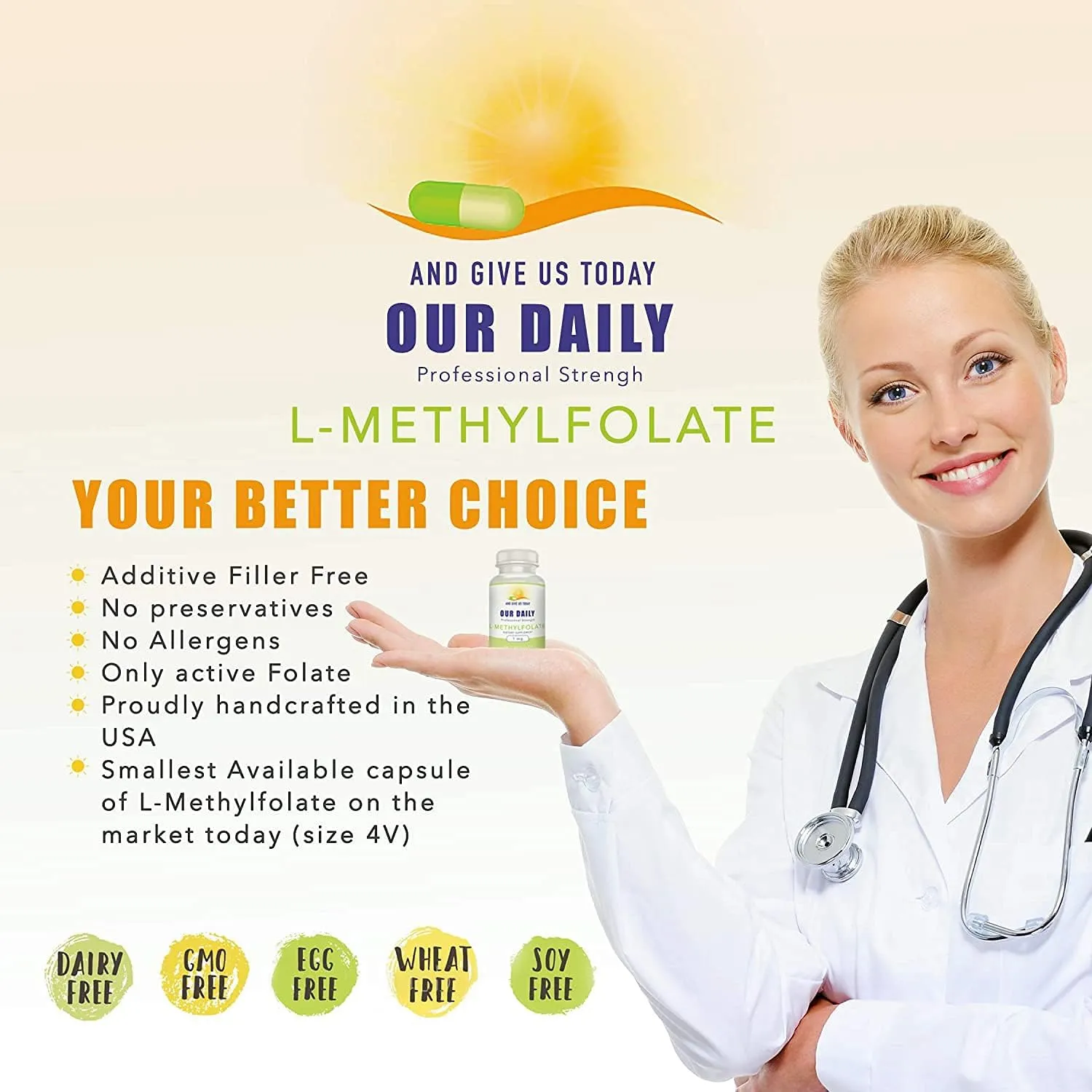 AND GIVE US TODAY OUR DAILY L-Methylfolate 15 mg / 15000 mcg Maximum Strength Active Folate, 5-MTHF, Vegetarian Capsules 90 Count (3 Month Supply)