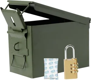 Aolamegs 50 Cal Ammo Can – Locking Hardware Kit and Stainless Steel Padlock，Ammo Box Military & Army M2A1