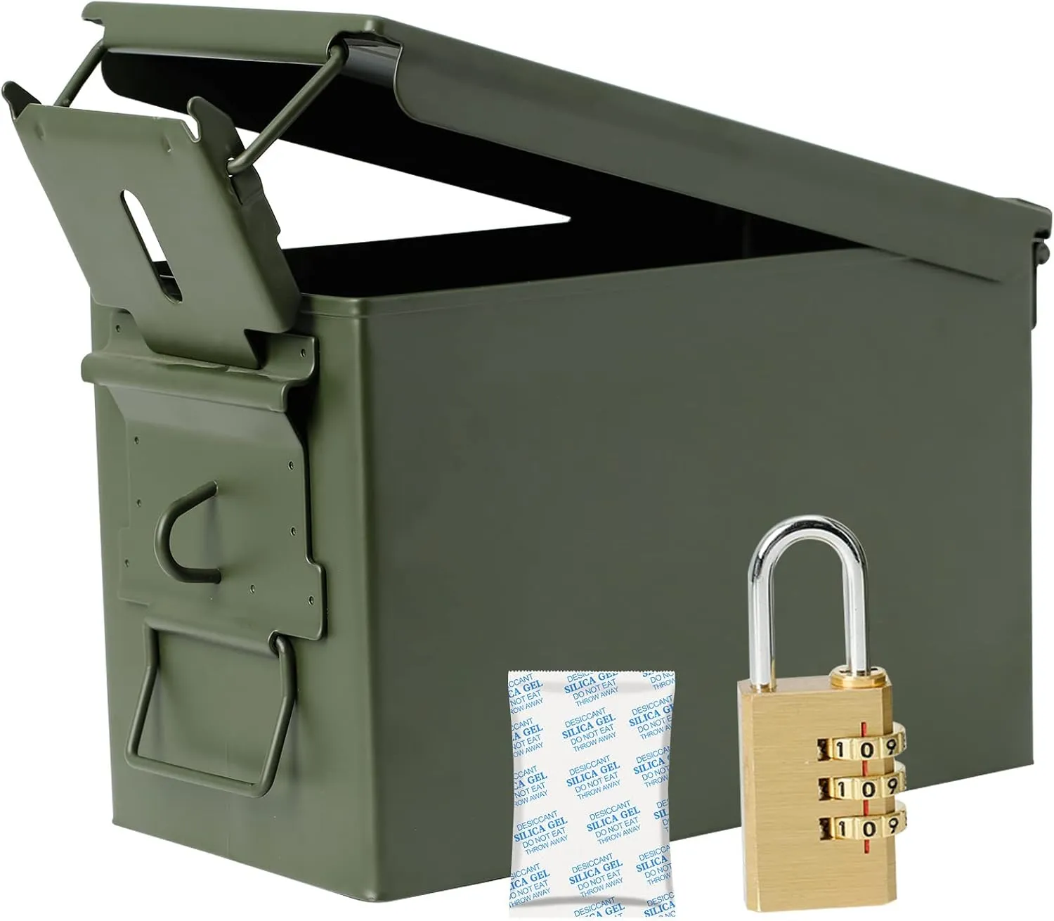 Aolamegs 50 Cal Ammo Can – Locking Hardware Kit and Stainless Steel Padlock，Ammo Box Military & Army M2A1
