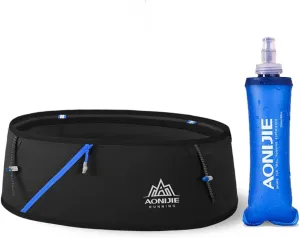 AONIJIE Hydration Running Belt with Water Bottle - 250ml BPA- Free Soft Flask Large Capacity & Lightweight Running Belt for Trailing Running Climbing Jogging(Black, M/L)