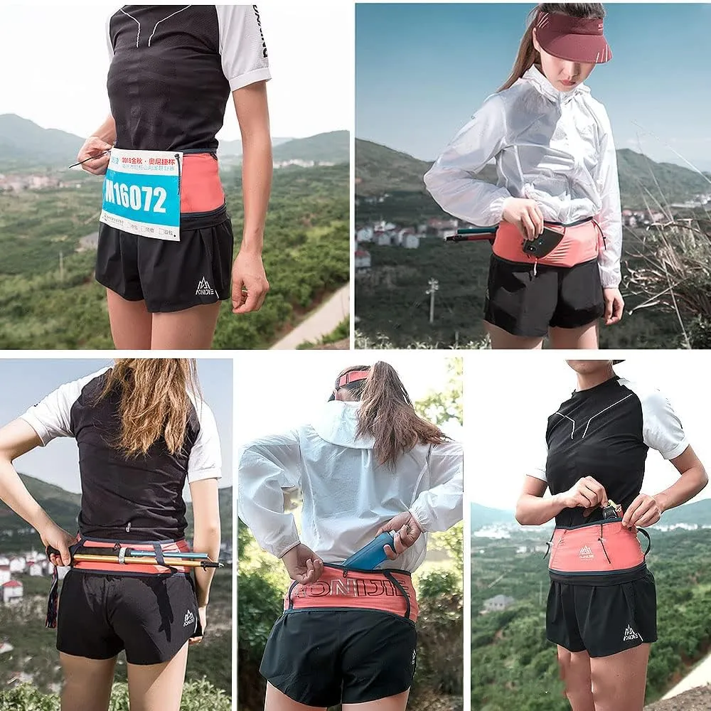 AONIJIE Hydration Running Belt with Water Bottle - 250ml BPA- Free Soft Flask Large Capacity & Lightweight Running Belt for Trailing Running Climbing Jogging(Black, M/L)