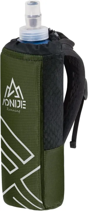 AONIJIE Quick Grip Handheld Water Bottle for Running, Hand Strap Hydration Pack with 500ml Handheld Soft Flask Water Bottle (Olive Green)