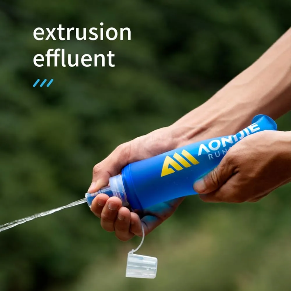 AONIJIE Soft Flask Collapsible Foldable TPU Water Bottles BPA Free Running Flask 250ml / 500ml for Outdoor Sports Hydration Running Hiking Cycling Climbing (Soft Flask Straw,250ml)