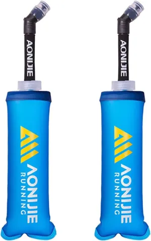 AONIJIE Soft Flask Collapsible Foldable TPU Water Bottles BPA Free Running Flask 250ml / 500ml for Outdoor Sports Hydration Running Hiking Cycling Climbing (Soft Flask Straw,250ml)