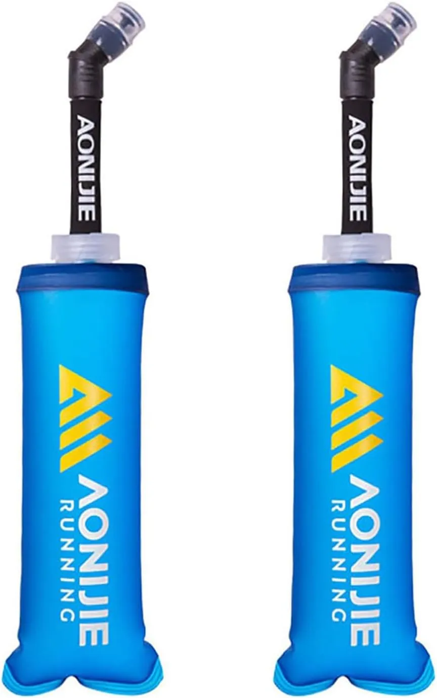 AONIJIE Soft Flask Collapsible Foldable TPU Water Bottles BPA Free Running Flask 250ml / 500ml for Outdoor Sports Hydration Running Hiking Cycling Climbing (Soft Flask Straw,250ml)