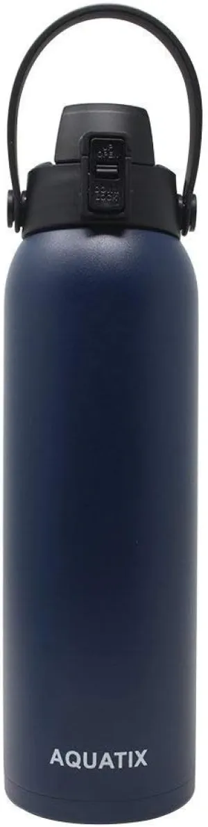 Aquatix Flip Top Double Wall Insulated Stainless Steel Sports Water Bottle (Midnight Blue, 32-Ounce)
