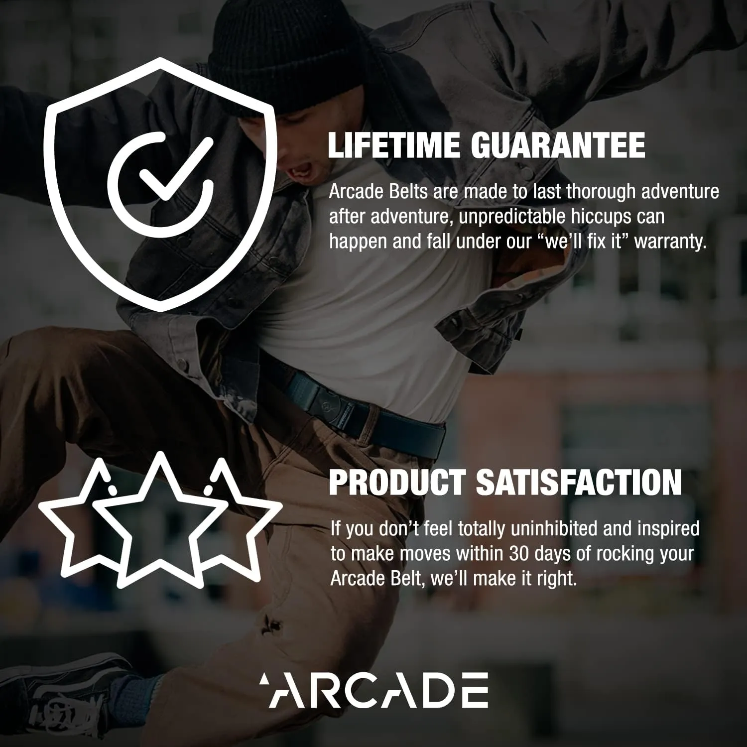 Arcade The Original Long Unisex Adventure Belt, Heavy Duty Elastic Webbing, Non-Metal Travel Friendly Buckle, Up to 50" Waist