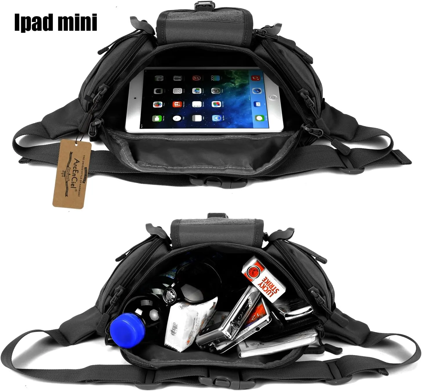 ArcEnCiel Tactical Fanny Pack for Men Waist Bag Hip Belt Outdoor Hiking Fishing Bumbag with Patch