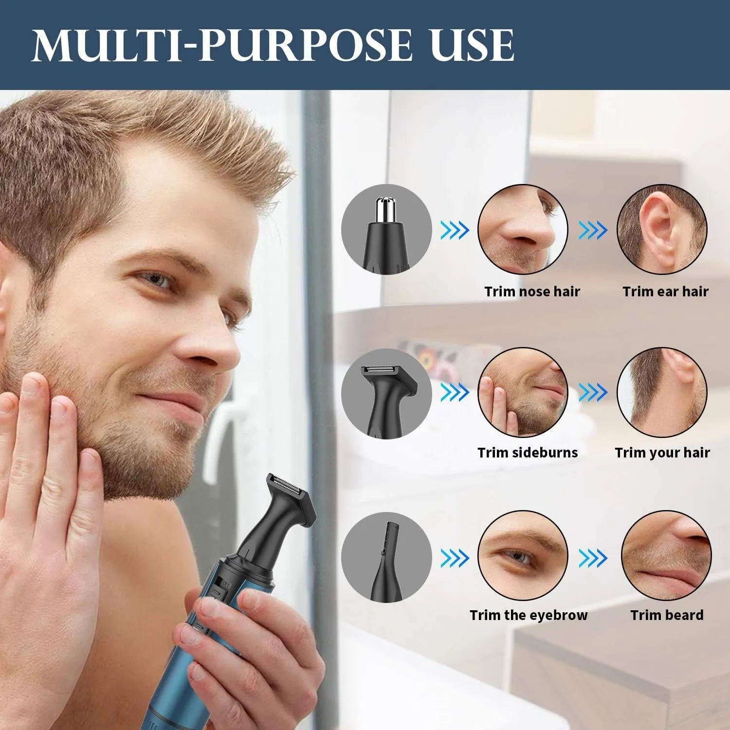 AREYZIN Ear and Nose Hair Trimmer for Men and Women Professional USB Rechargeable Nose Trimmer Nose Clippers Eyebrow Facial Hair Trimmer Body Grooming Kit IPX7 Waterproof Dual Edge Blades