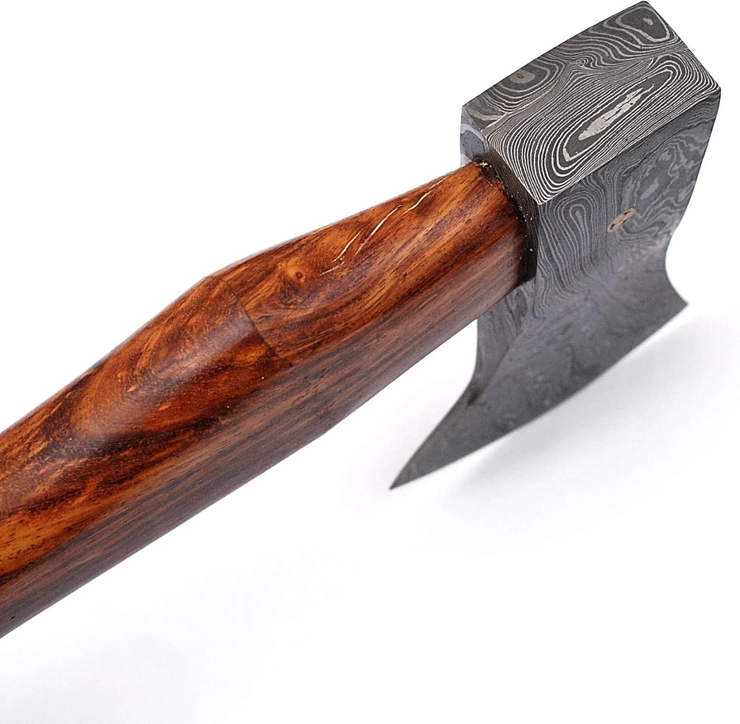Armory Replicas Pigeon Forge Functional Damascus Steel Outdoor Camping Hatchet Axe with Leather Sheath